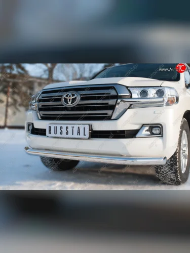 Одинарная защита переднего бампера диаметром 63 мм SLITKOFF Toyota Land Cruiser 200 2-ой рестайлинг (2015-2021)
