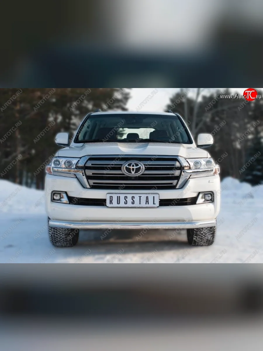 Одинарная защита переднего бампера диаметром 76 мм SLITKOFF Toyota Land Cruiser 200 2-ой рестайлинг (2015-2021)  в Самаре Самарской области