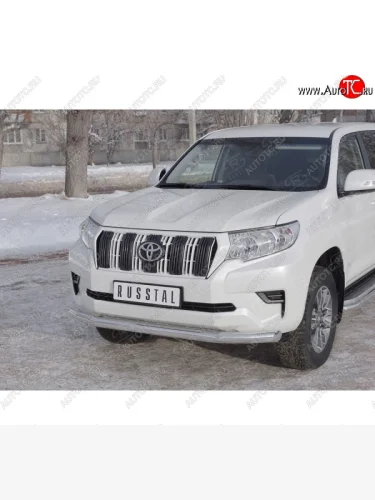 Одинарная защита переднего бампера диаметром 76 мм Toyota Land Cruiser Prado  J150 (2017-2020) 2-ой рестайлинг