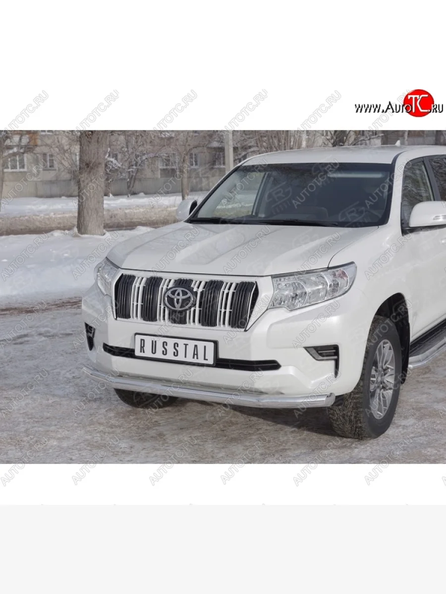 Одинарная защита переднего бампера диаметром 76 мм Toyota Land Cruiser Prado J150 2-ой рестайлинг (2017-2020)  в Самаре Самарской области