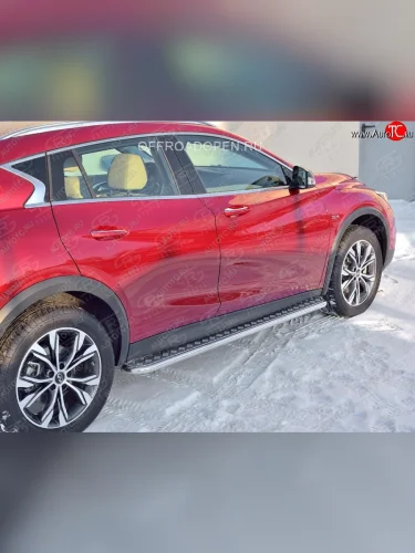 Порожки для ног (труба Ø42) SLITKOFF (Вариант 2 (лист алюм, проф.сталь)) INFINITI QX30  H15E (2016-2020)