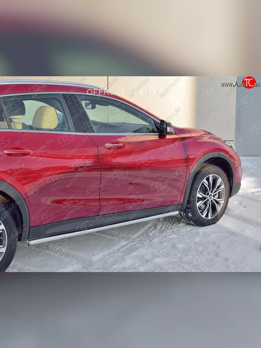 Защита порогов (Ø63 мм) SLITKOFF INFINITI QX30 H15E (2016-2020) (Вариант 2 (пластиковые заглушки))  в Керчи Республика Крым