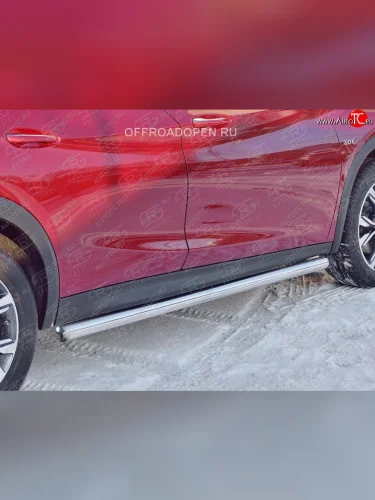 Защита порогов (Ø63 мм) SLITKOFF (Вариант 3 (круглые торцы под 90°)) INFINITI QX30 H15E (2016-2020)