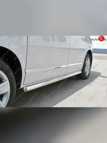 Левая защита порогов SLITKOFF из круглой трубы d63 мм SLITKOFF Volkswagen Multivan  T6 - Transporter  T6