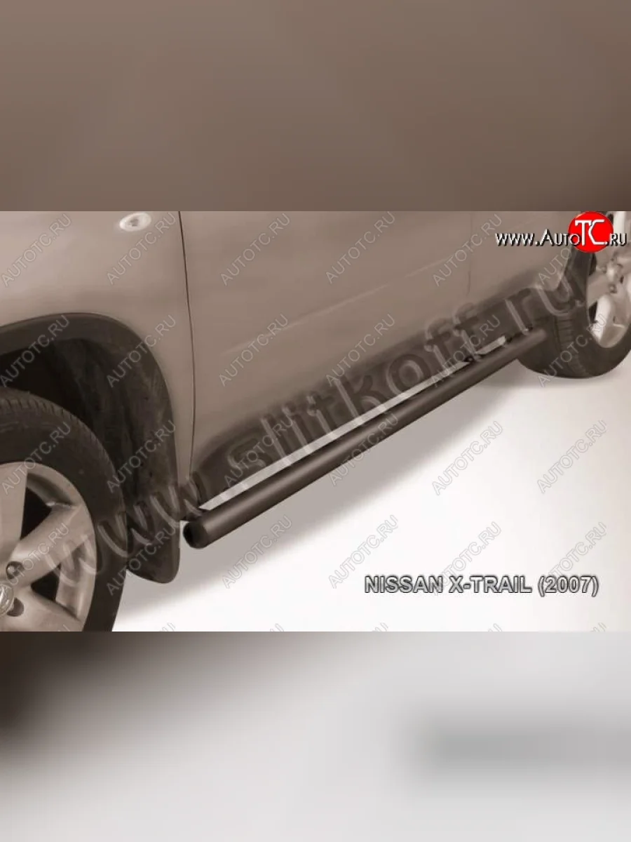 Защита порогов Slitkoff Nissan X-trail 2 T31 дорестайлинг (2007-2011) (Цвет: серебристый)  в Керчи Республика Крым