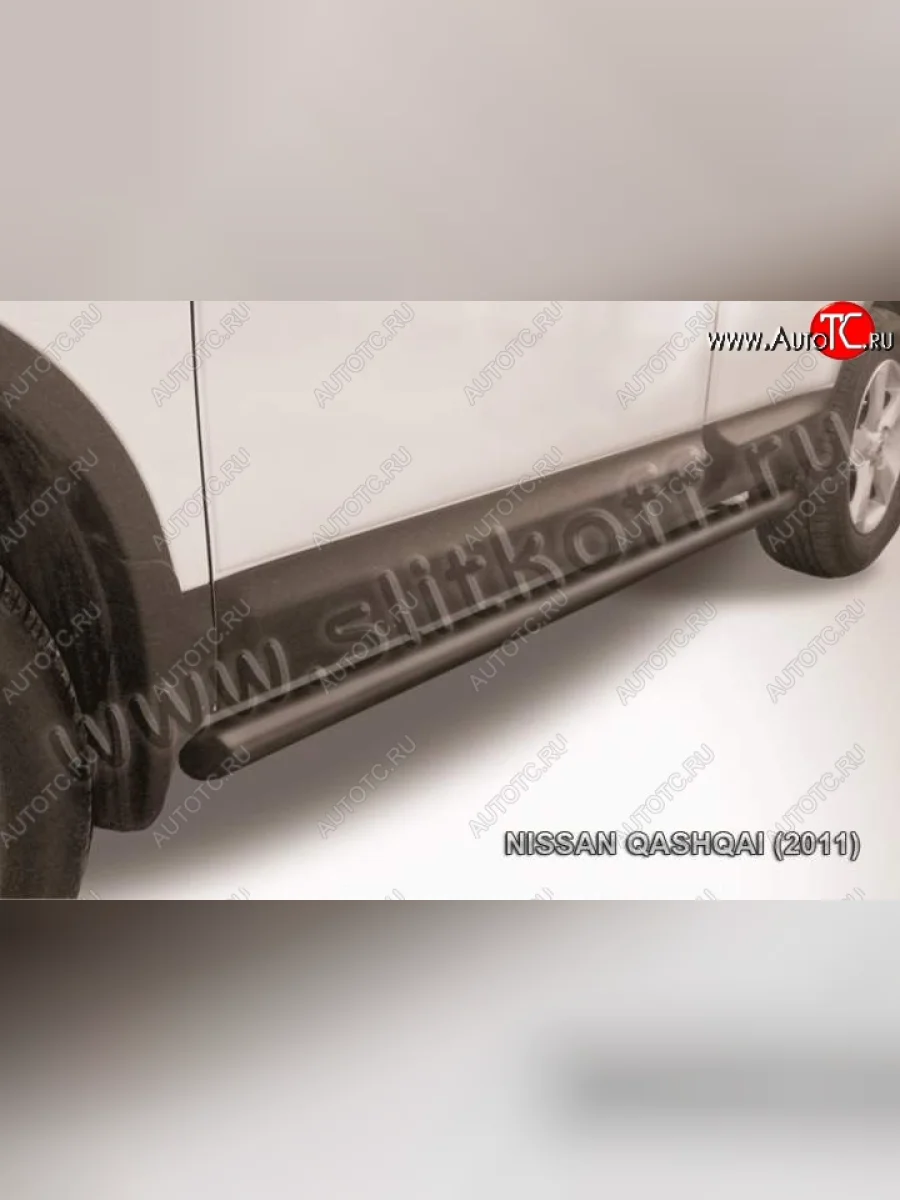 Защита порогов Slitkoff Nissan Qashqai 1 J10 рестайлинг (2010-2013) (Цвет: серебристый)  в Перми Пермском крае