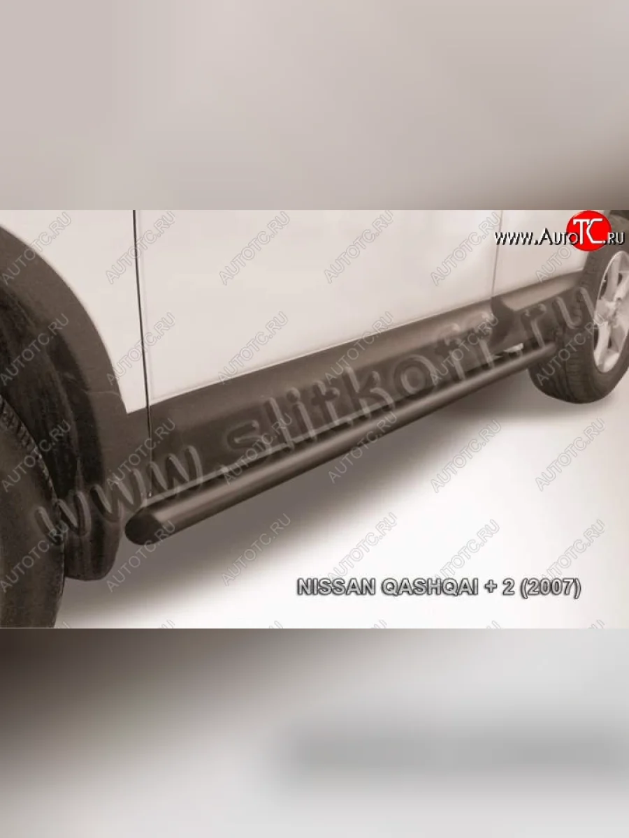 Защита порогов Slitkoff Nissan Qashqai +2 1 J10 дорестайлинг (2008-2010) (Цвет: серебристый)  в Керчи Республика Крым