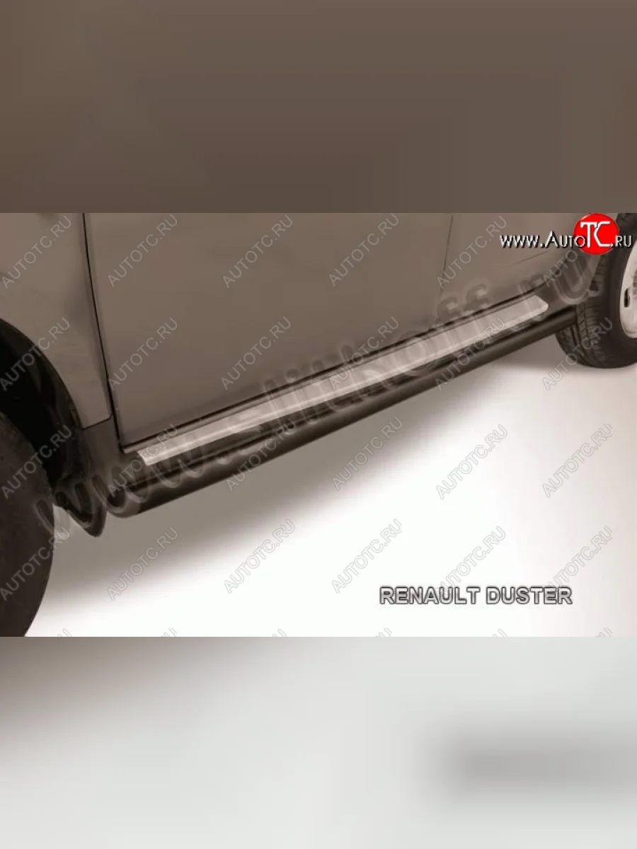 Защита порогов Slitkoff Renault Duster HS дорестайлинг (2010-2015) (Цвет: серебристый)  в Самаре Самарской области