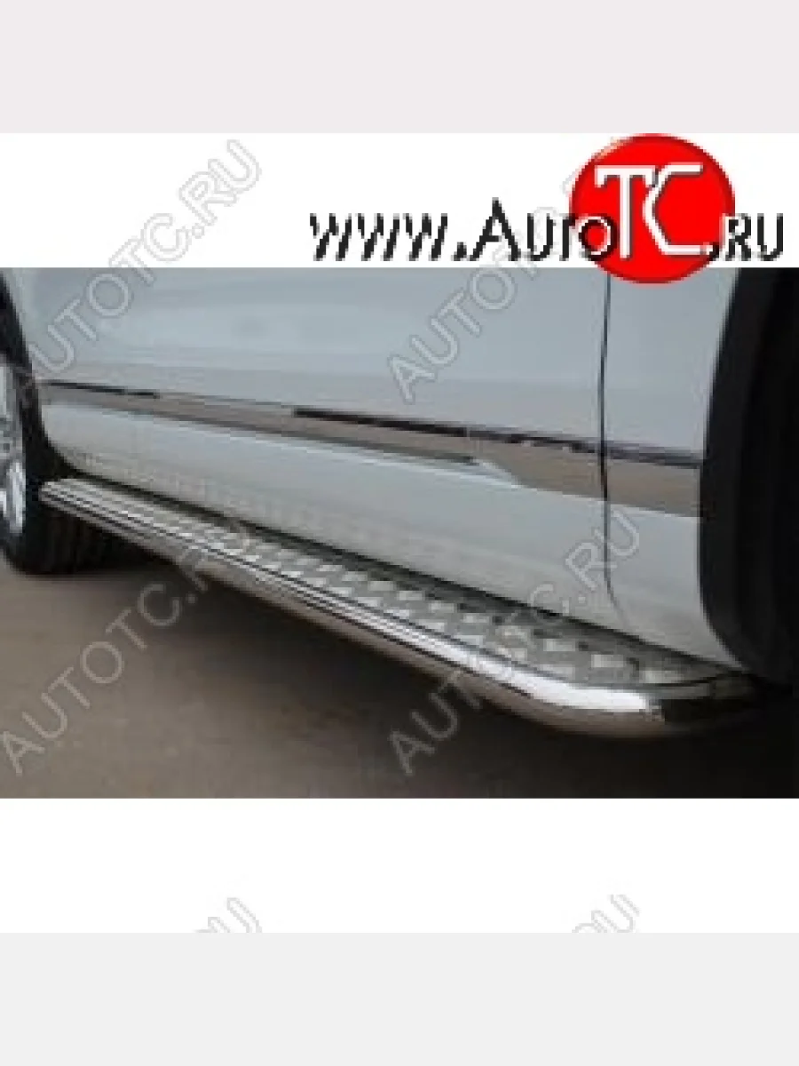 Широкая защита порогов с трубой d42 мм SLITKOFF v3 Volkswagen Touareg 2 NF дорестайлинг (2010-2014)  в Самаре Самарской области