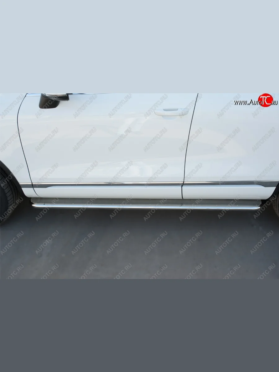 Широкая защита порогов с трубой d42 мм SLITKOFF v3 Volkswagen Touareg 2 NF рестайлинг (2014-2018)  в Самаре Самарской области