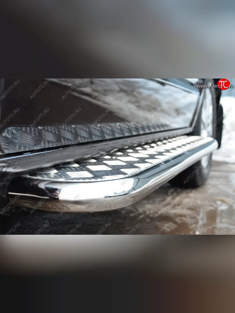 Широкая защита порогов с трубой d42 мм SLITKOFF v2 Volkswagen Transporter T5 рестайлинг (2009-2015)  в Керчи Республика Крым