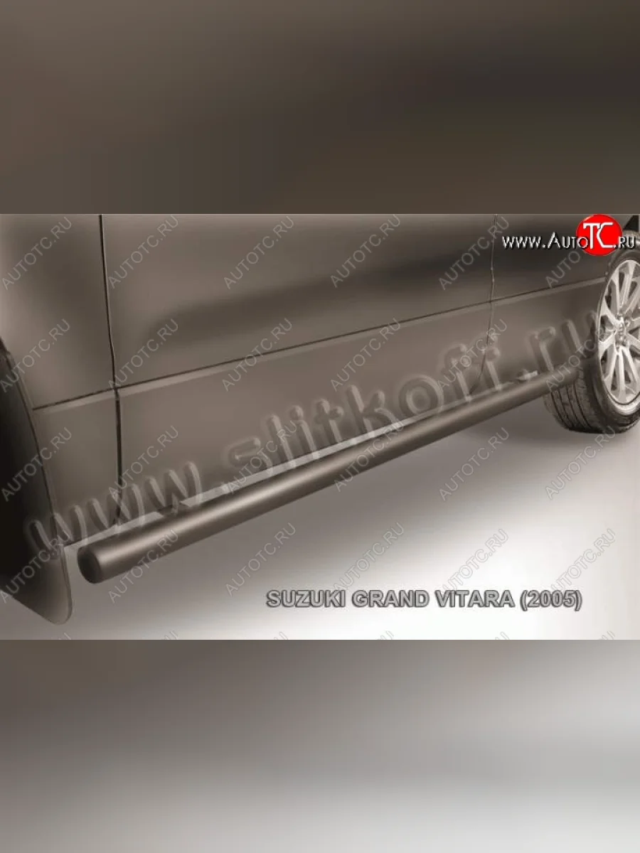 Защита порогов Slitkoff  Suzuki Grand Vitara (2008-2012) JT 5 дверей (Цвет: серебристый)  в Самаре Самарской области