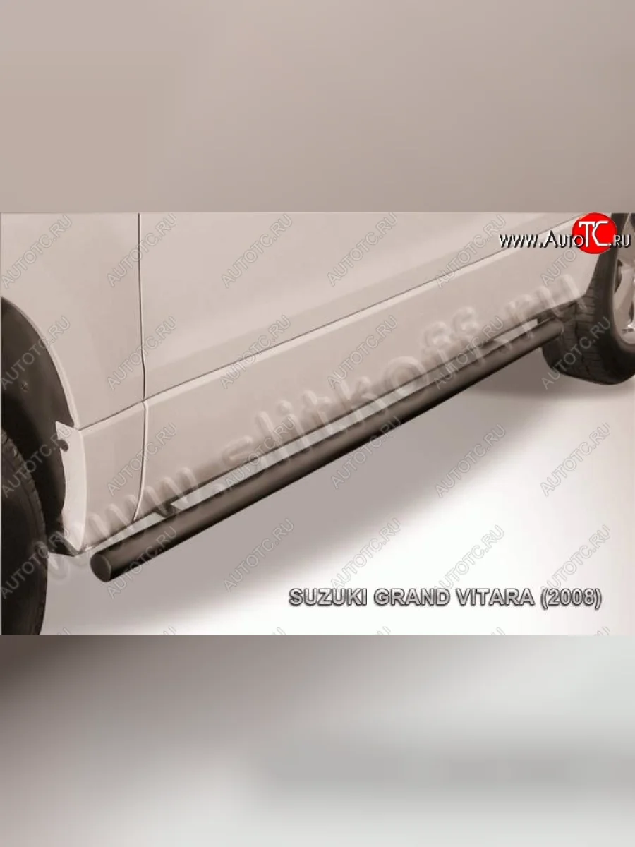 Защита порогов Slitkoff  Suzuki Grand Vitara (2005-2008) JT 3 двери (Цвет: серебристый)  в Керчи Республика Крым