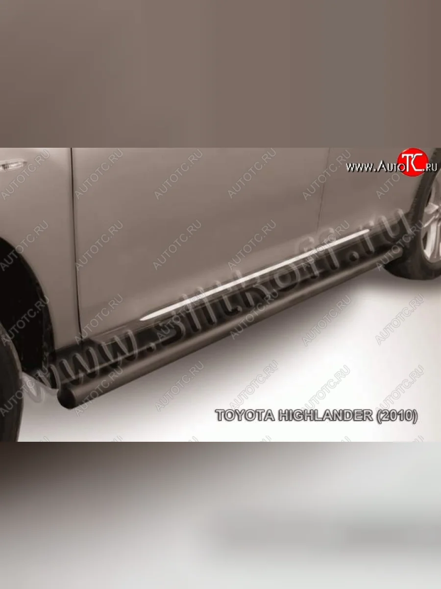Защита порогов Slitkoff Toyota Highlander XU40 рестайлинг (2010-2013) (Цвет: серебристый)  в Керчи Республика Крым