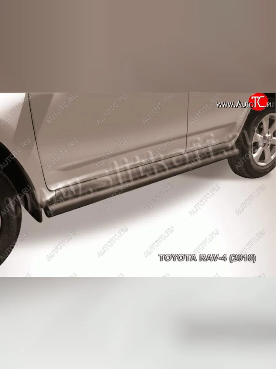 Защита порогов Slitkoff Toyota RAV4 XA30 5 дв. удлиненный 2-ой рестайлинг (2010-2013) (Цвет: серебристый)  с доставкой в г. Керчь