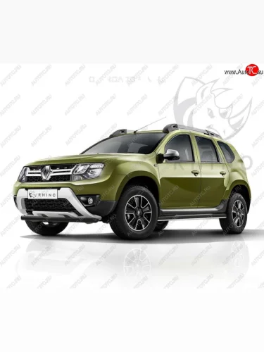 Пороги труба d63 ч. сталь SLITKOFF (v2) Renault Duster  HS (2015-2021) рестайлинг