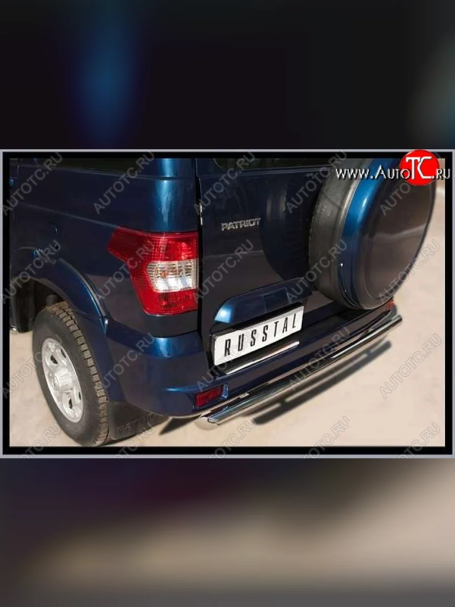 Накладка на задний бампер Russtal (лист) Уаз Патриот 3163 5-дв. 1-ый рестайлинг (2014-2016)  в Самаре Самарской области