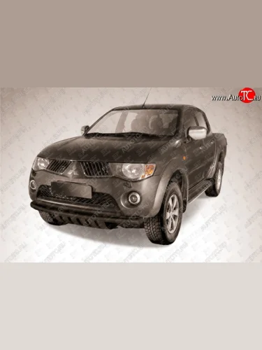 Защита переднего бампера d57+d57 двойная Mitsubishi L200 4  дорестайлинг (2006-2014)