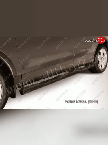 Защита порогов из трубы d76 Slitkoff (с проступью) Ford Kuga 2 дорестайлинг (2013-2016)