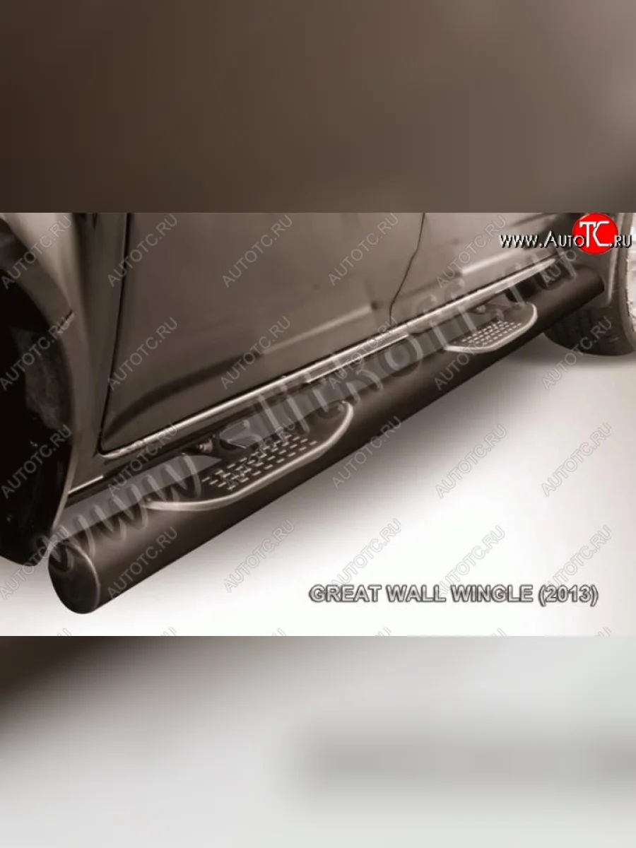 Защита порогов из трубы d76 Slitkoff (с проступями) Great Wall Wingle 5 (2011-2017) (Цвет: серебристый)  в Керчи Республика Крым