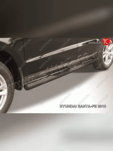 Защита порогов из трубы d76 Slitkoff (с проступью) Hyundai Santa Fe CM рестайлинг (2009-2012)