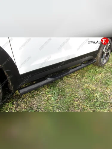 Защита порогов из трубы d76 Slitkoff (с проступью) Hyundai Tucson TL дорестайлинг (2015-2018)