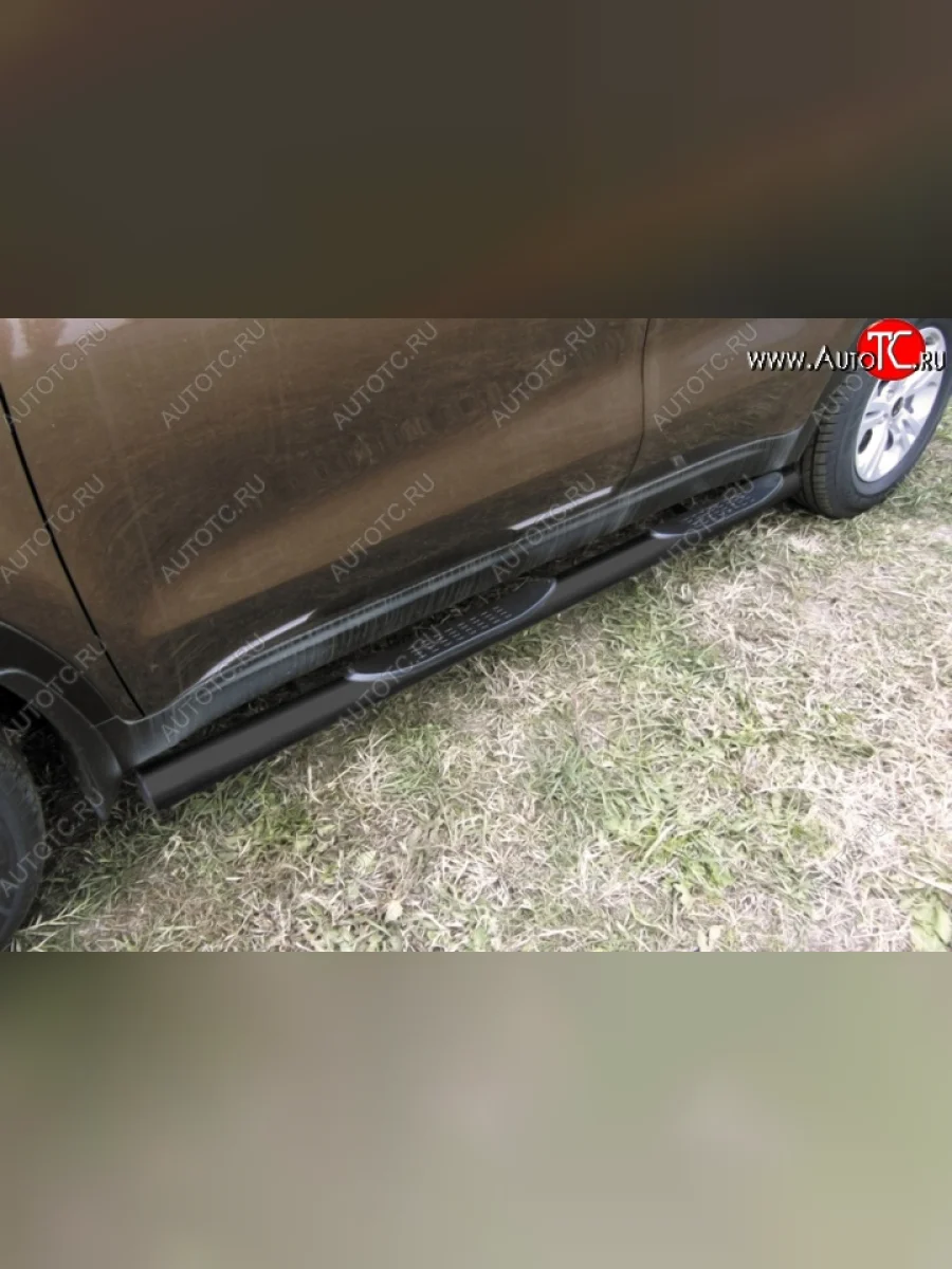 Защита порогов из труб d76 Slitkoff (с проступью)  KIA Sportage (2016-2018) 4 QL (Цвет: серебристый)  в Самаре Самарской области