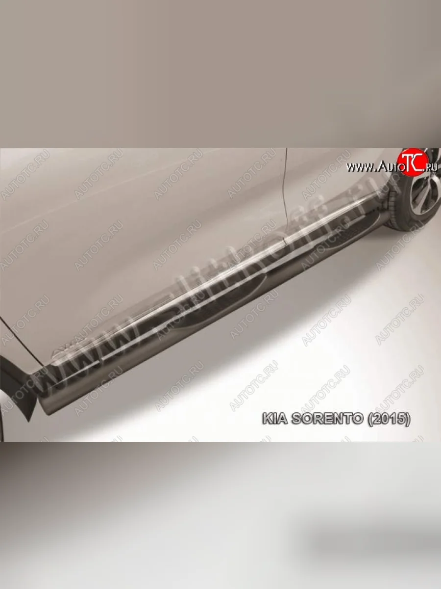 Защита порогов из труб d76 Slitkoff (с проступью)  KIA Soul (2014-2016) PS (Цвет: серебристый)  в Самаре Самарской области