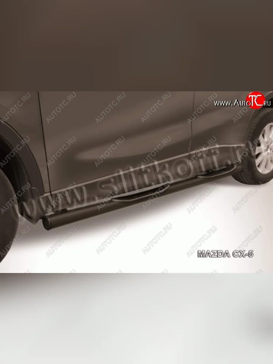 Защита порогов Slitkoff Mazda CX-5 KE рестайлинг (2015-2017) (Цвет: серебристый)  с доставкой в г. Керчь