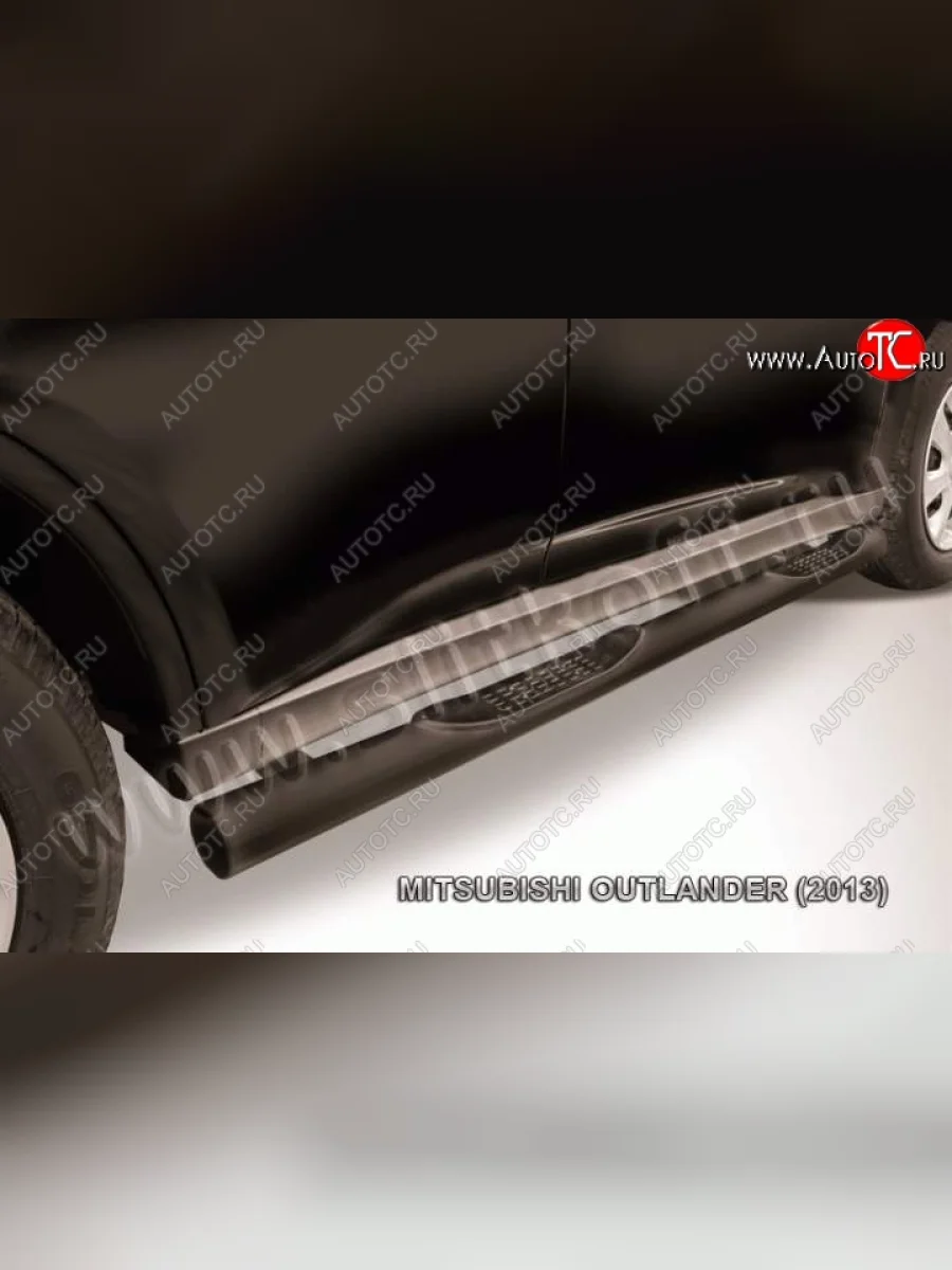Защита порогов Slitkoff Mitsubishi Outlander GF дорестайлинг (2012-2014) (Цвет: серебристый)  в Перми Пермском крае