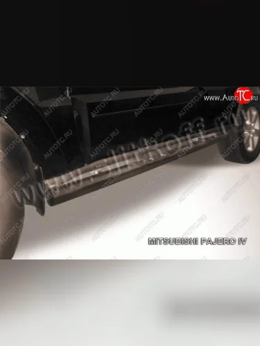 Защита порогов Slitkoff Mitsubishi Pajero  4 V90 (2006-2015) дорестайлинг, 1-ый рестайлинг