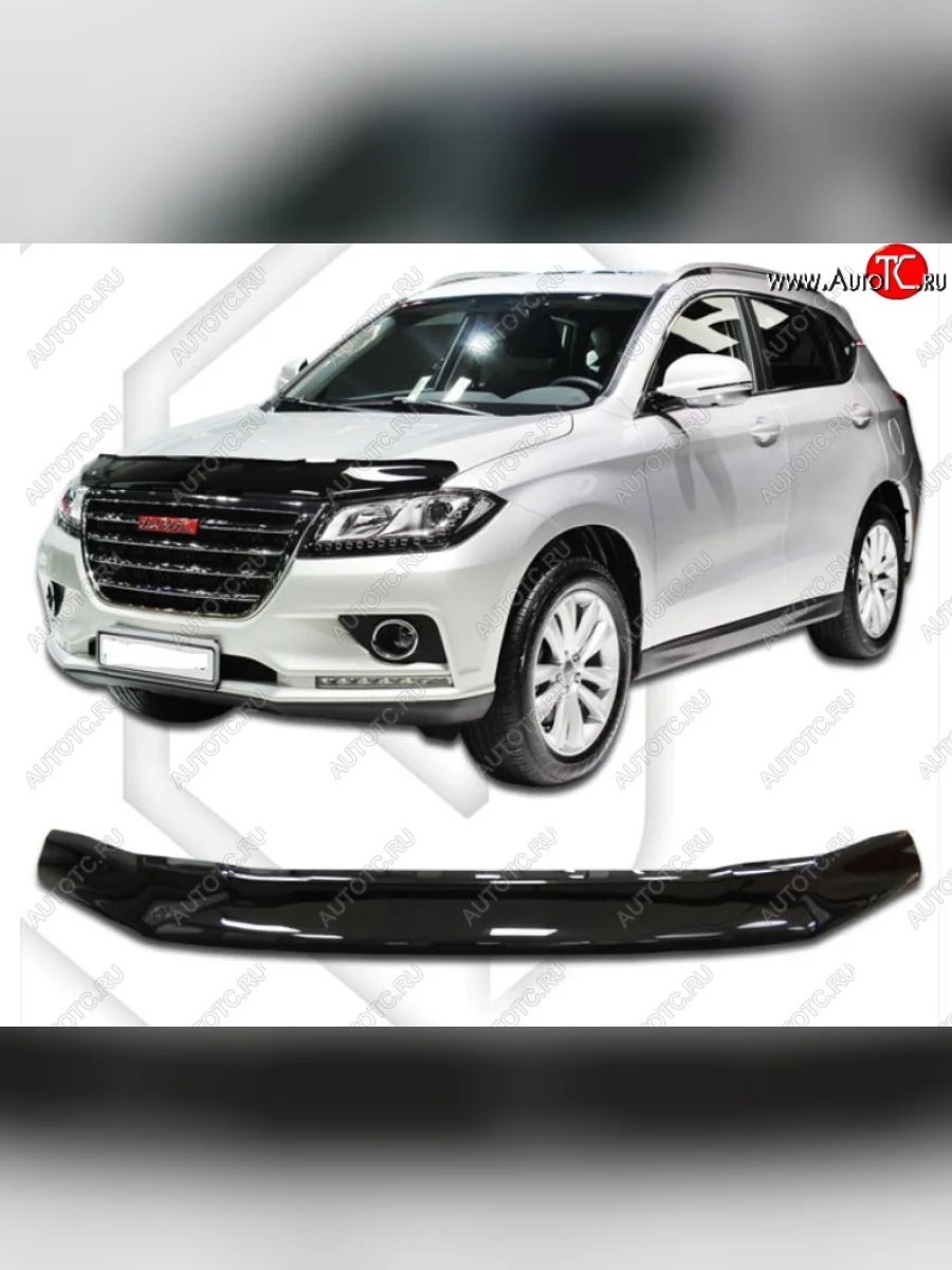 Дефлектор капота CA-Plastic Haval H2 (2014-2021) (Classic черный, Без надписи)  в Керчи Республика Крым
