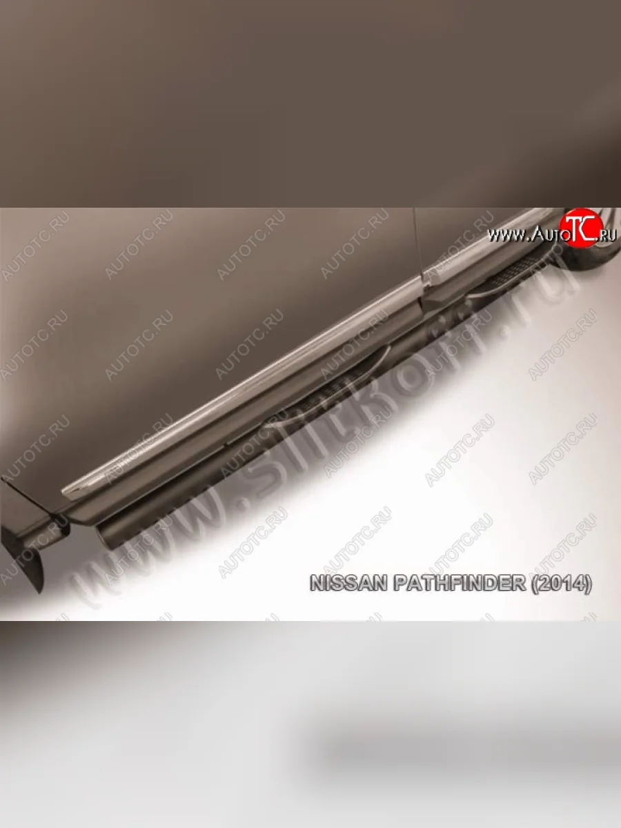 Защита порогов Slitkoff  Nissan Pathfinder (2012-2017) R52 (Цвет: серебристый)  в Керчи Республика Крым