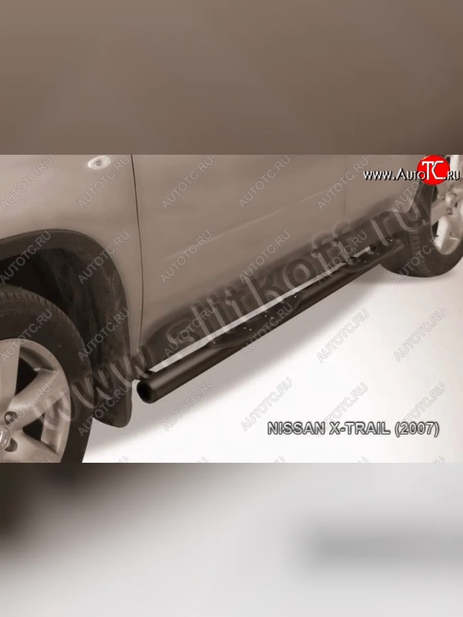Защита порогов Slitkoff Nissan X-trail 2 T31 дорестайлинг (2007-2011) (Цвет: серебристый)  в Керчи Республика Крым
