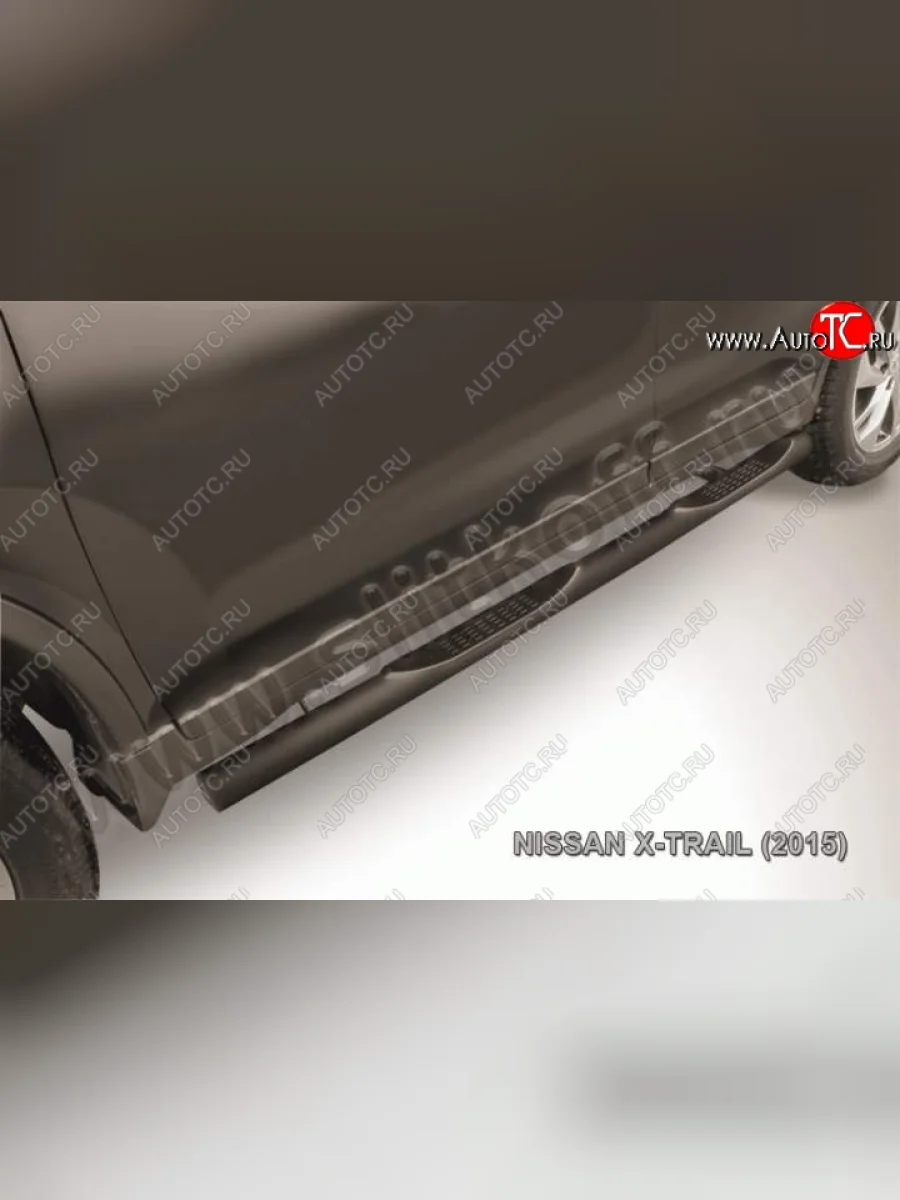 Защита порогов Slitkoff  Nissan X-trail (2017-2022) 3 T32 (Цвет: серебристый)  в Самаре Самарской области