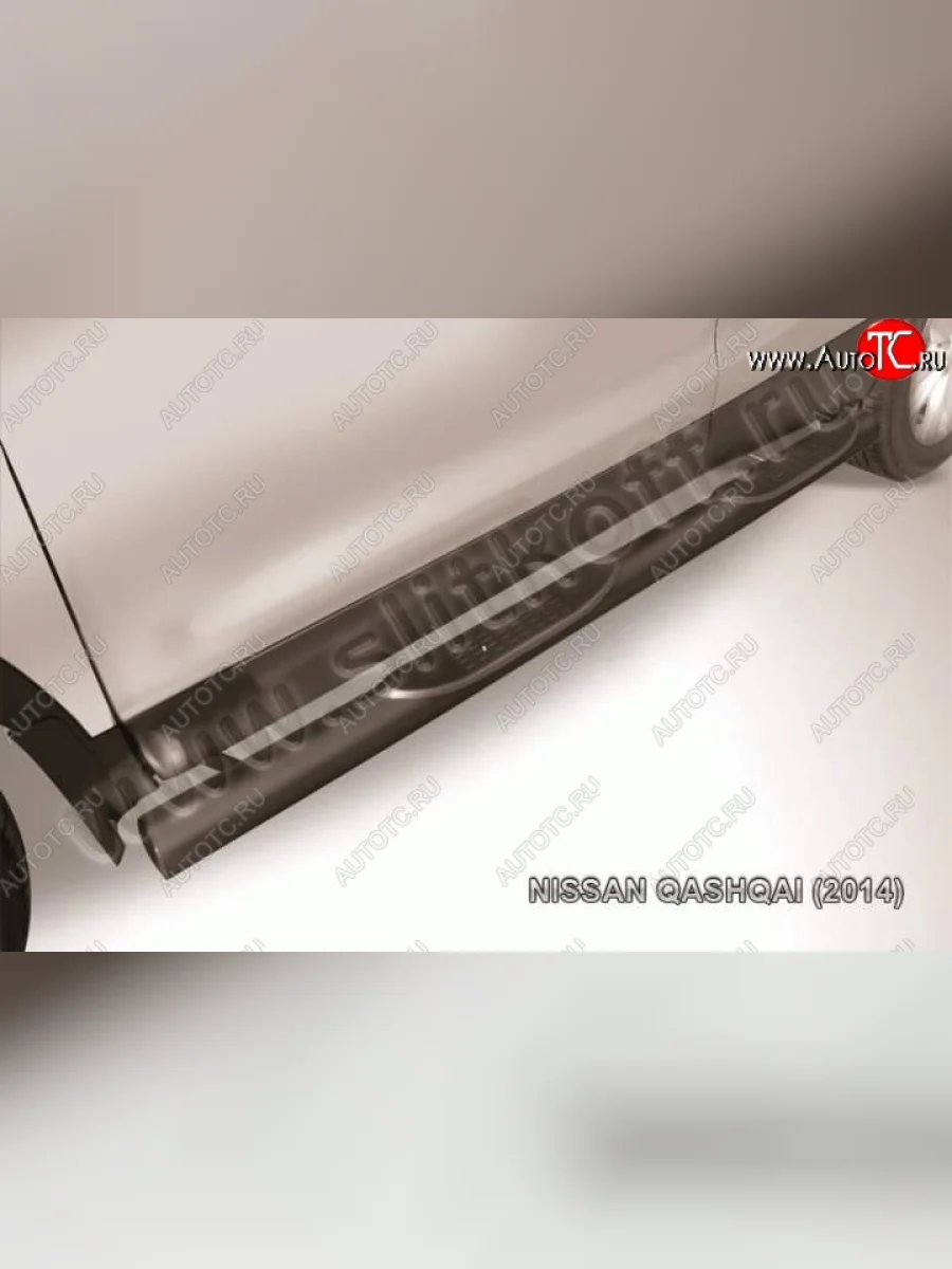 Защита порогов Slitkoff  Nissan Qashqai (2013-2019) 2 (Цвет: серебристый)  в Самаре Самарской области