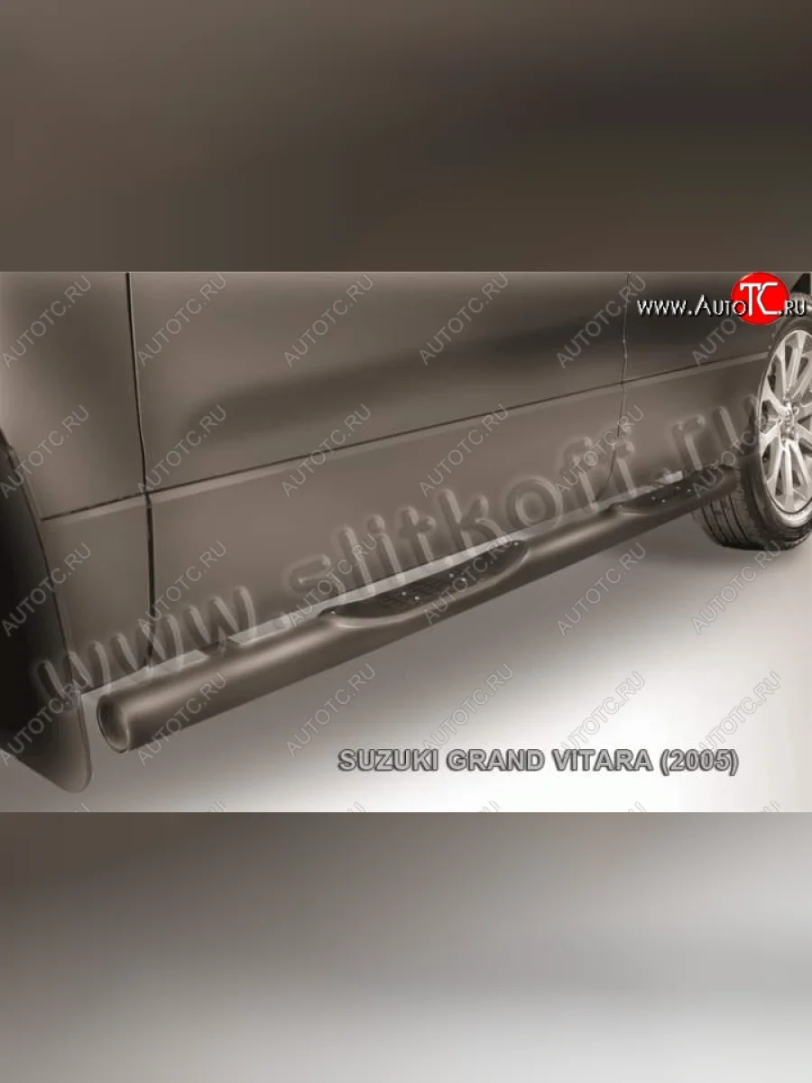 Защита порогов Slitkoff Suzuki Grand Vitara JT 5 дверей дорестайлинг (2005-2008) (Цвет: серебристый)  в Керчи Республика Крым
