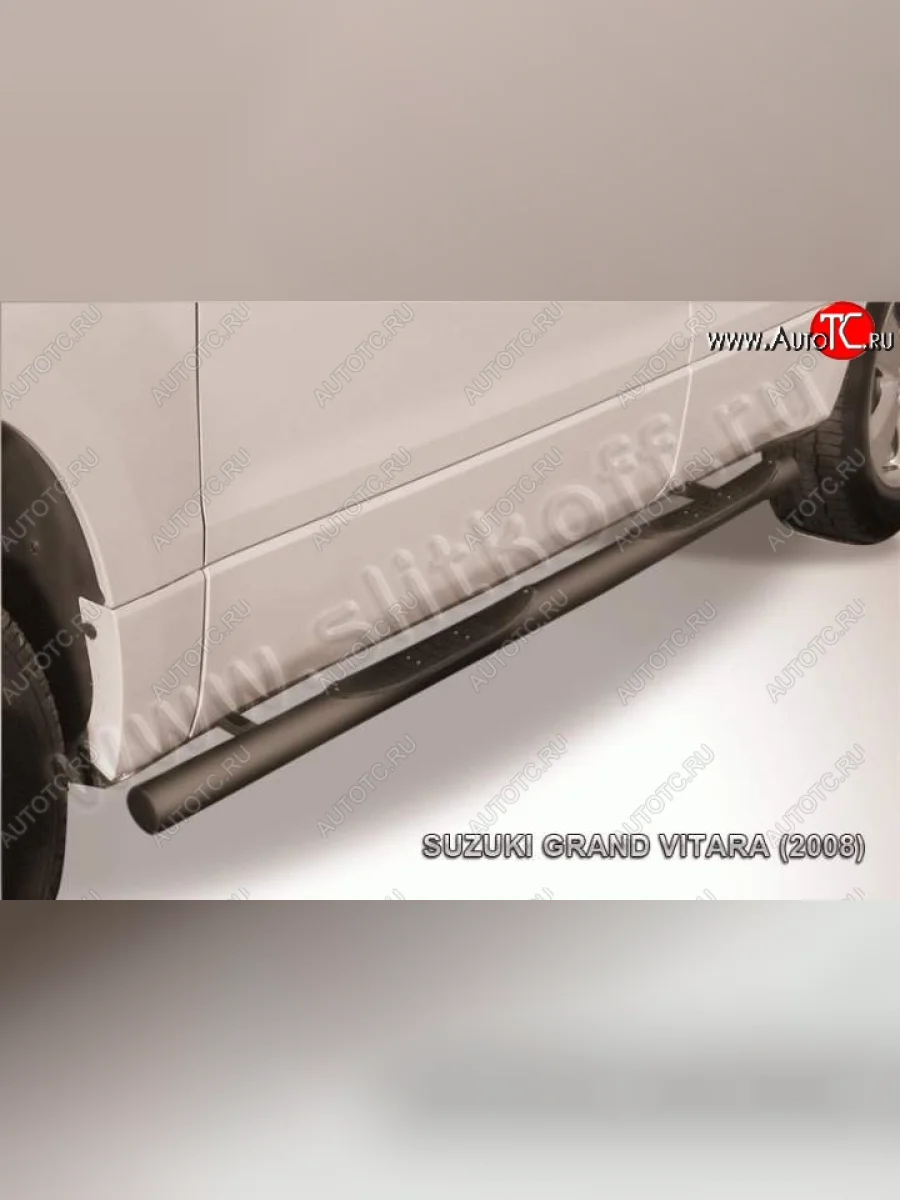 Защита порогов Slitkoff  Suzuki Grand Vitara (2005-2008) JT 5 дверей (Цвет: серебристый)  в Самаре Самарской области