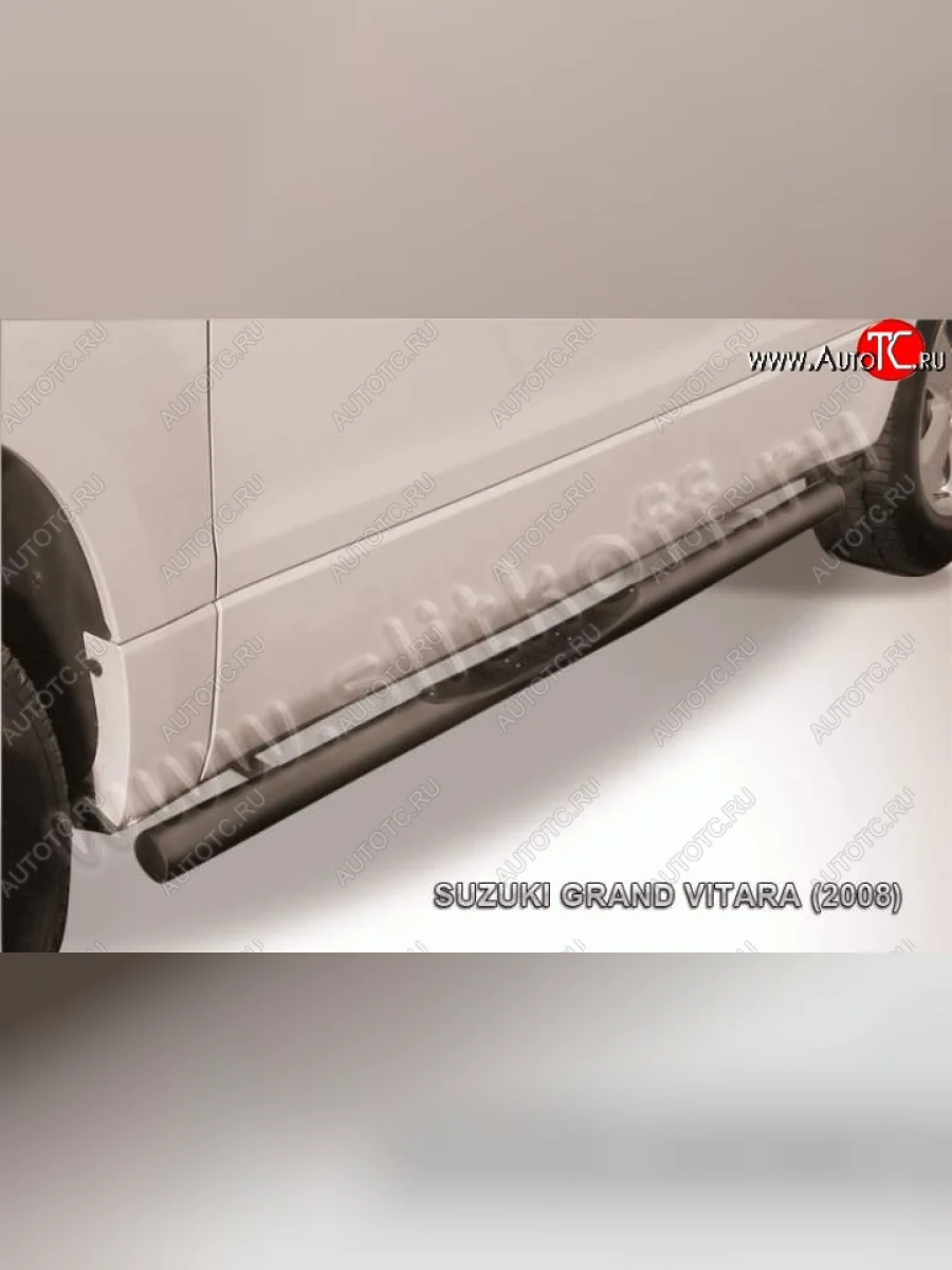 Защита порогов Slitkoff Suzuki Grand Vitara JT 3 двери дорестайлинг (2005-2008) (Цвет: серебристый)  в Воронеже Воронежской области