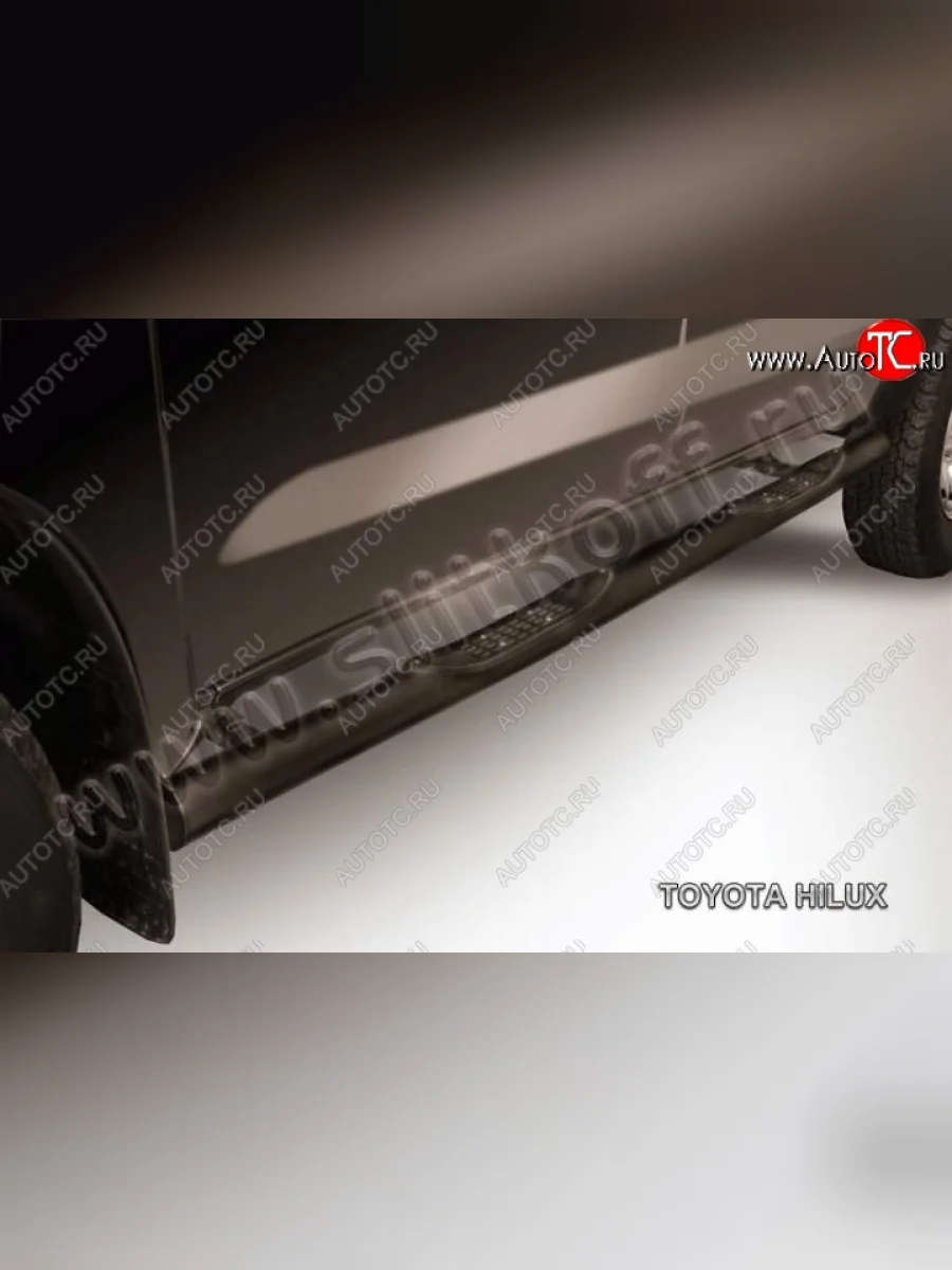 Защита порогов Slitkoff  Toyota Hilux (2011-2016) AN20,AN30 (Цвет: серебристый)  в Самаре Самарской области