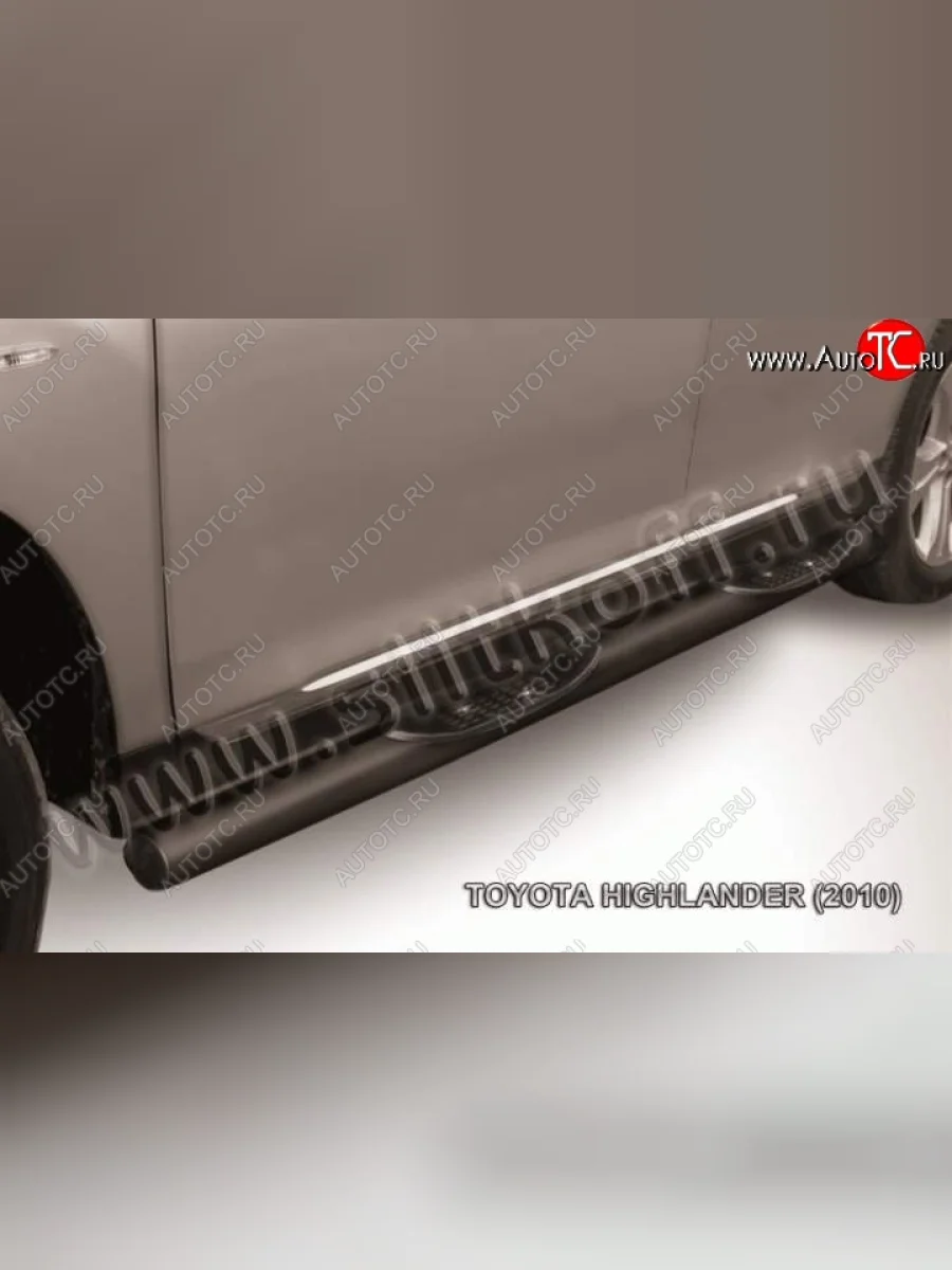 Защита порогов Slitkoff  Toyota Highlander (2010-2013) XU40 (Цвет: серебристый)  в Самаре Самарской области
