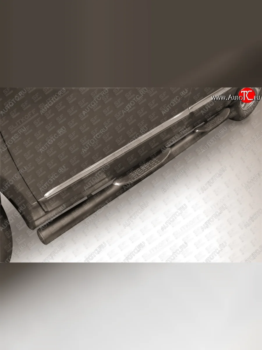 Защита порогов из труб d76 Slitkoff (с проступями) Great Wall Hover H6 (2012-2016) (Цвет: серебристый)  в Перми Пермском крае