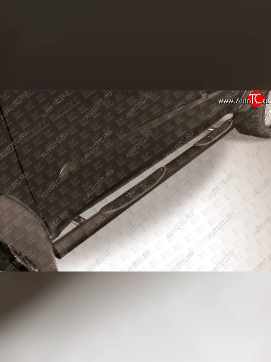 Защита порогов Slitkoff (D76 с проступями) Mitsubishi L200 4  дорестайлинг (2006-2014) (Цвет: серебристый)  в Керчи Республика Крым