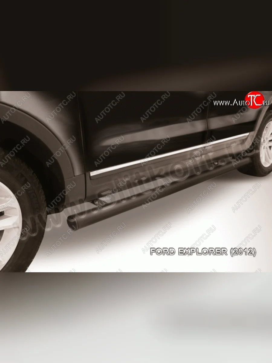 Защита порогов d76 труба Slitkoff Ford Explorer U502 дорестайлинг (2010-2016) (Цвет: серебристый)  в Самаре Самарской области