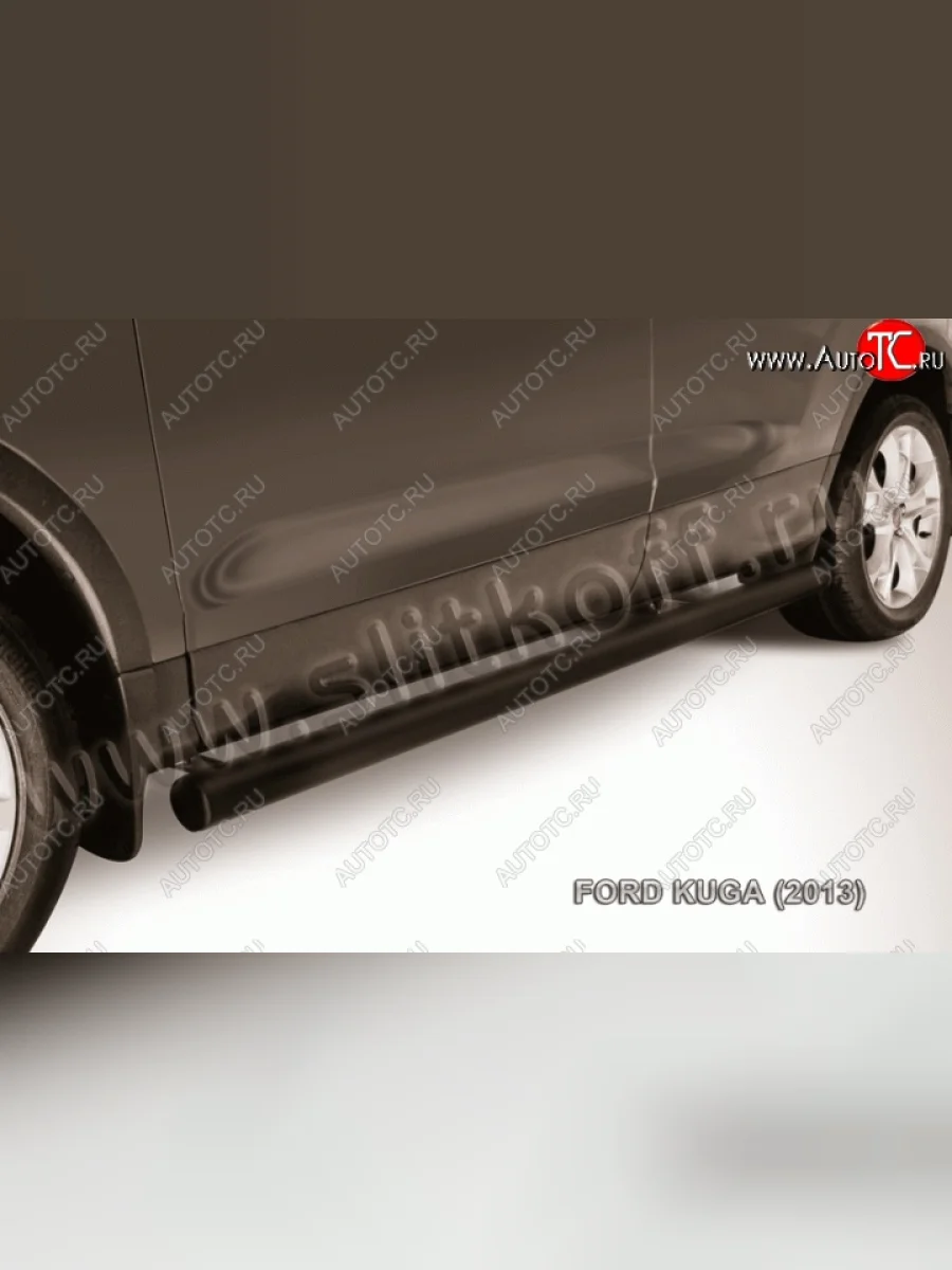 Защита порогов d76 труба Slitkoff Ford Kuga 2 дорестайлинг (2013-2016) (Цвет: серебристый)  в Перми Пермском крае