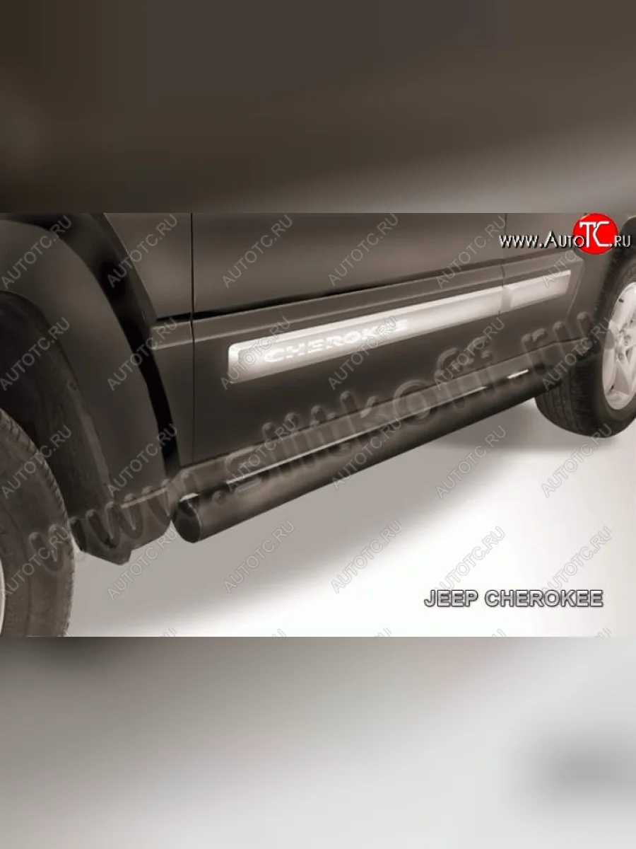 Защита порогов их труб d76 Slitkoff Jeep Cherokee KL дорестайлинг (2014-2017) (Цвет: серебристый)  с доставкой в г. Керчь