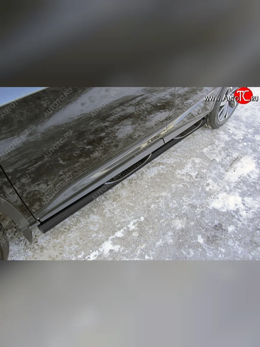 Защита порогов из труб d76 Slitkoff (с проступью) Lexus RX350 AL20 дорестайлинг (2015-2019) (Цвет: серебристый)  в Перми Пермском крае