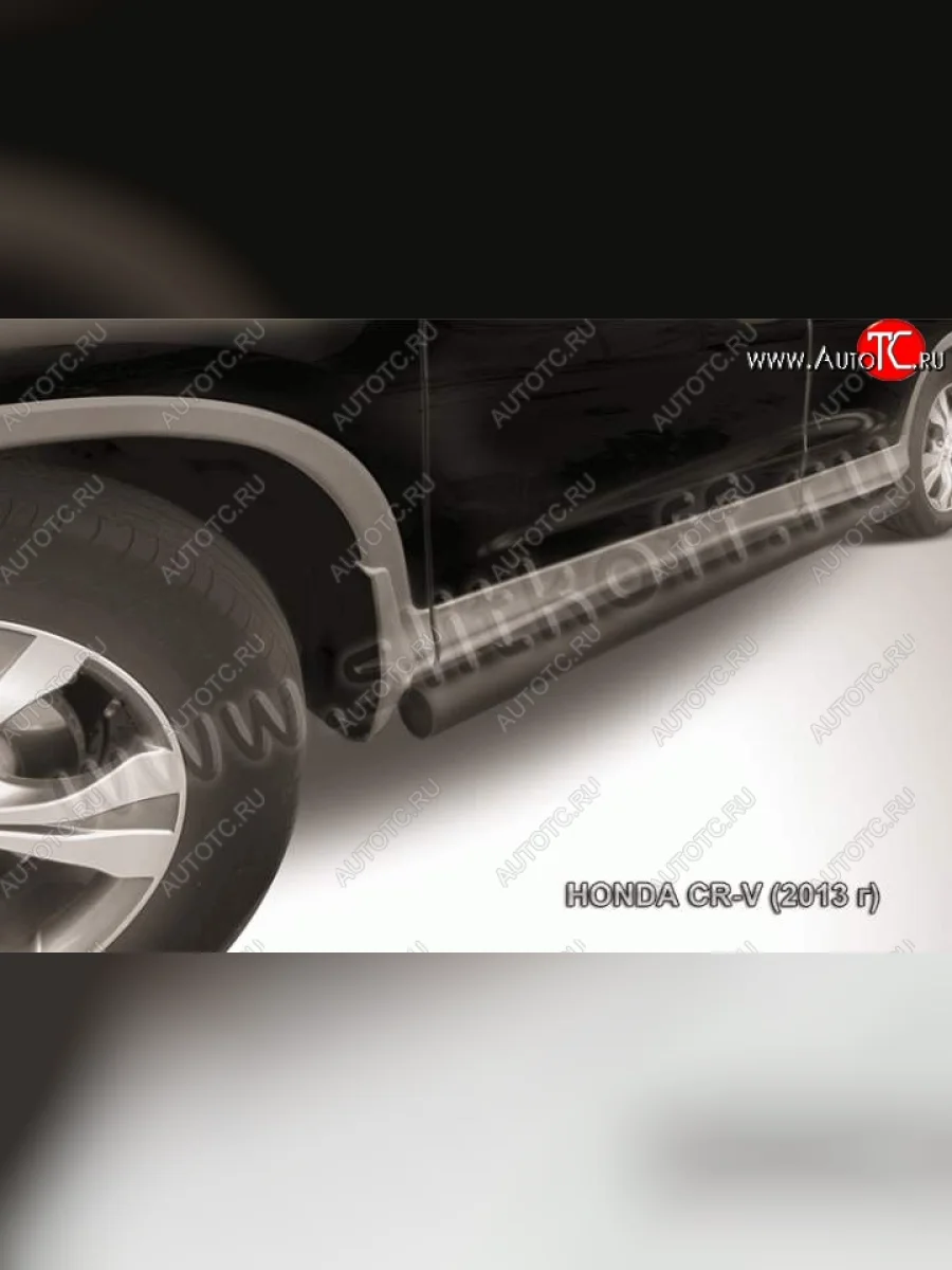 Защита порогов из трубы d76 Slitkoff Honda CR-V RM1,RM3,RM4 дорестайлинг (2012-2015) (Цвет: серебристый)  в Керчи Республика Крым