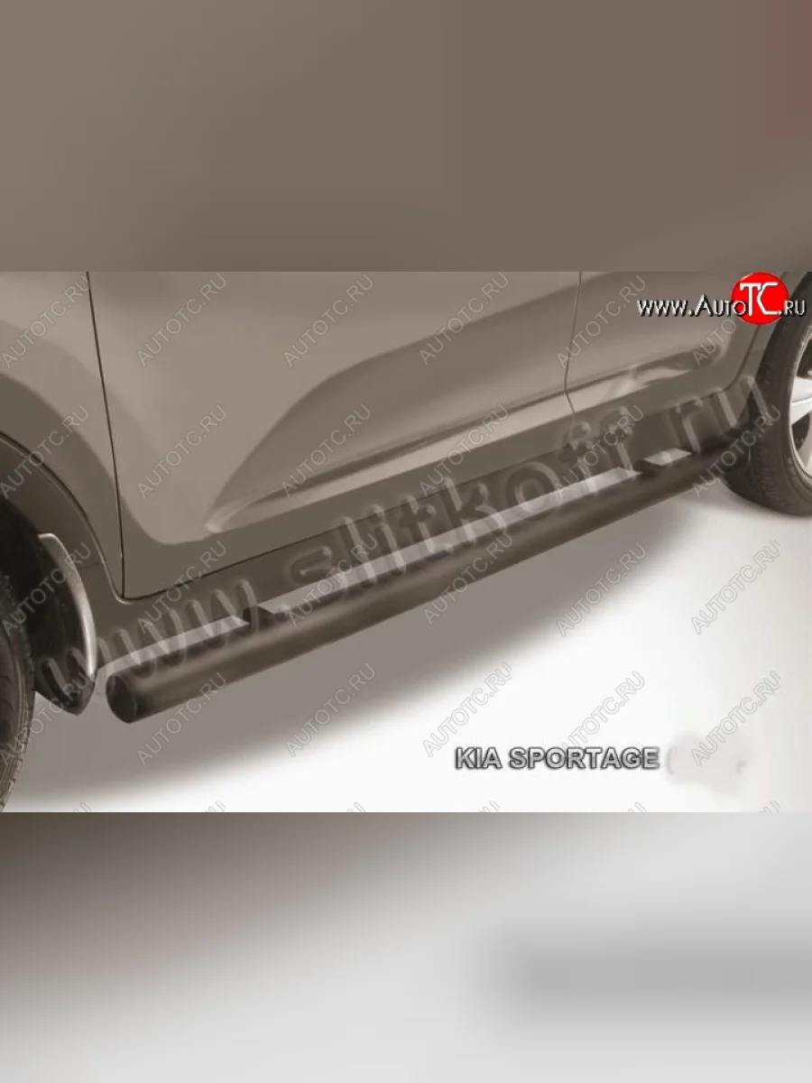 Защита порогов из труб d57 Slitkoff  KIA Sportage (2004-2008) 2 JE,KM (Цвет: серебристый)  в Самаре Самарской области