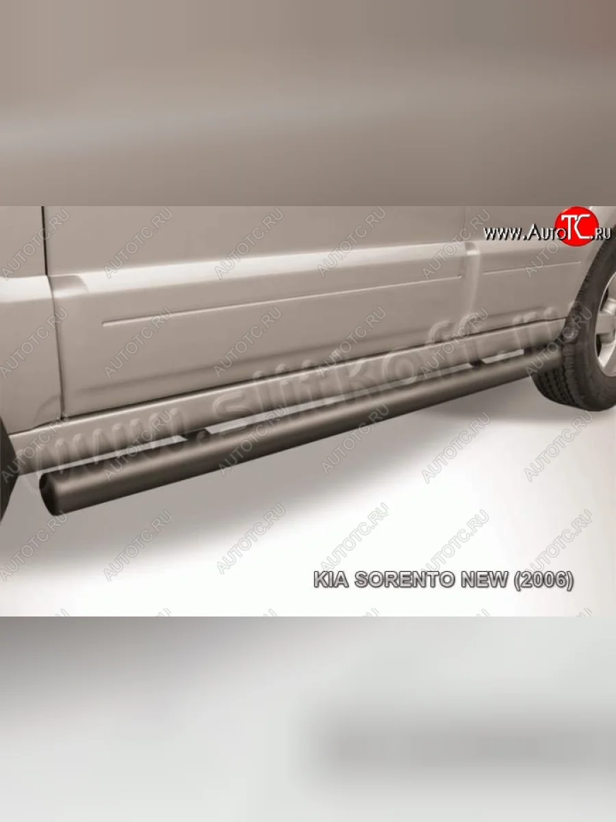 Защита порогов из труб d76 Slitkoff KIA Sorento BL рестайлинг (2006-2010) (Цвет: серебристый)  с доставкой в г. Керчь